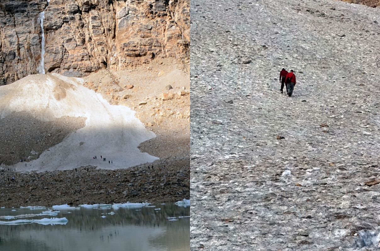 18 Climbing Scree Slope To Waterfalls Below Angel Glacier On Mount Edith Cavell